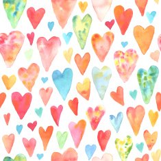Seamless pattern with watercolor hearts N2
