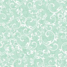 Vector Sea Green Swirly Braches Seamless Pattern