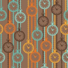 Seamless retro pattern with watches in flat style