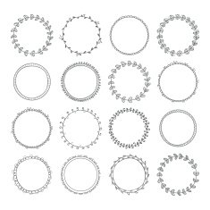 Romantic collection with hand drawn circle frames Set for invit N2