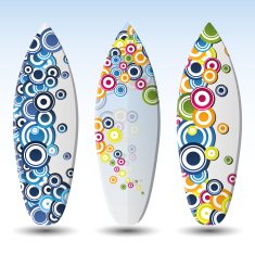 Vector Surfboards Design Template with Abstract Bubbly Pattern