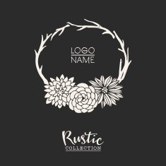 Rustic premade typographic logo with flowers and branches