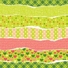 Torn wrapping paper with Christmas patterns
