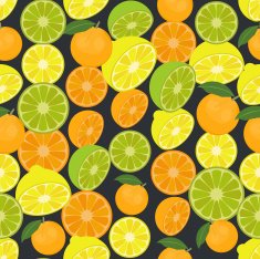 Seamless colorful background made of citrus fruits in flat design