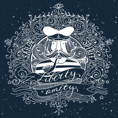 Hand drawn vintage label with a sailor on blackboard N2