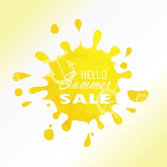 Sale label advertising design with yellow light hot watercolor s