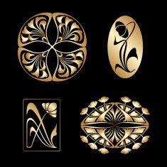 Vector set of art nouveau decorative elements