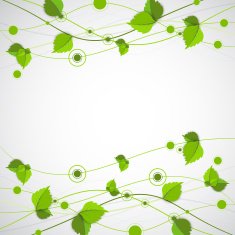 Green color wave with leaves
