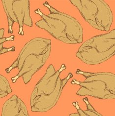 Sketch roasted turkey in vintage style