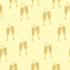 Two Glasses of Champagne Silhouette Seamless Pattern Background