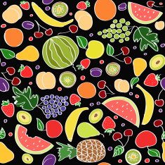 Seamless vector doodle cartoon pattern of summer fruits N2