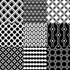 seamless monochrome geometric pattern set N2