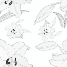 Seamless background of watercolor flowers Lilies flowers N2