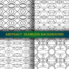 Vector Set of 4 Seamless Monochrome Abstract Pattern N10