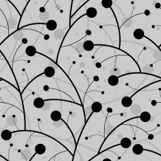 abstract berry on branches black seamless