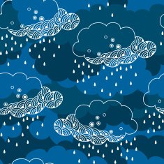 Seamless pattern with decorative rainy cloud