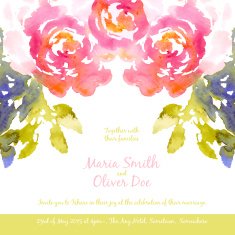 Vector background with pink watercolor bouquet