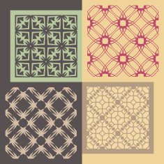 Set of four seamless patterns Vintage geometric ornaments