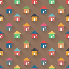 Flat style houses seamless pattern