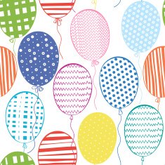Seamless pattern with multicolored balloons Hand-drawn background