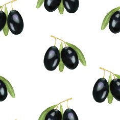 Seamless watercolor olives pattern