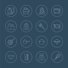 Kitchen line icon set N2