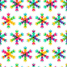 Colorful snowflakes vector seamless pattern