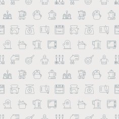Kitchen line icon pattern set N2