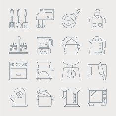 Kitchen line icon set N3