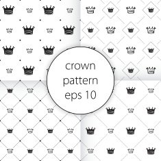 Crown vector icons set seamless pattern art