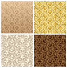 seamless damask pattern set