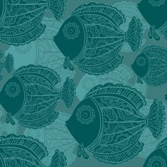 seamless pattern of a lot beautiful decorative fishes
