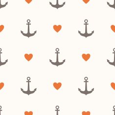 Seamless pattern with anchors and hearts