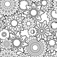 Vector Seamless Monochrome Gear Pattern