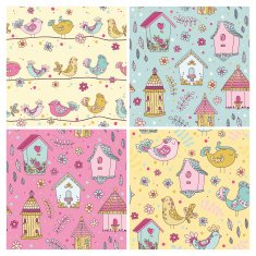 Set of Seamless Patterns - Cute Birds Backgrounds