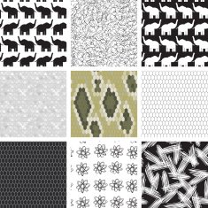 large set pattern with elephants Snake skin texture triangles background