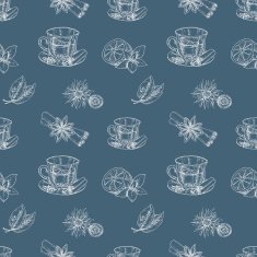pattern with a set of elements tea