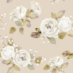 Seamless pattern of vector watercolor white roses