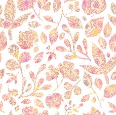 Floral Textured Silhouettes Seamless Pattern Background N2