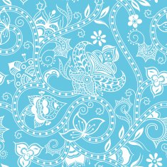 Aqua Blue Floral Pattern