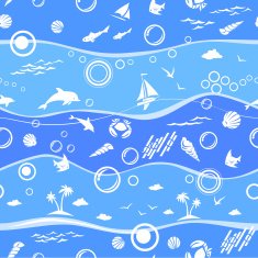 Seamless Beach Vector Pattern N2