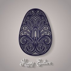 Vector Holiday Ornate Easter Egg with Inscription Happy