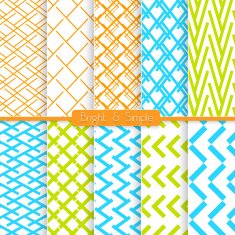 Bright and simple orange blue green pattern set