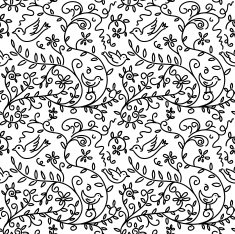 Hand Drawn Bird and Vines Pattern