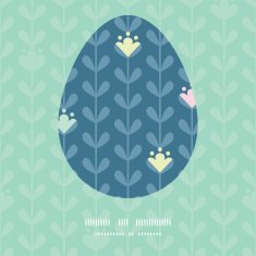Vector blloming vines stripes Easter egg sillhouette frame card template