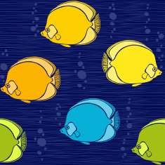 Seamless pattern with colorful marine fish