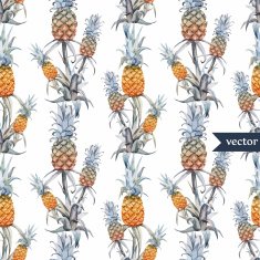 watercolor tropical pineapple exotic pattern N5