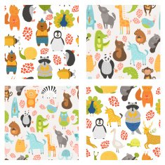 Vector seamless patterns with cute animals