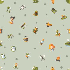 Modern flat design pattern of camping and hiking info graphic N2