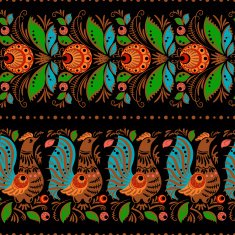 Folk gorodets painting seamless